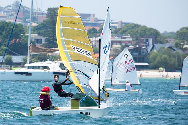 Opti Green fleet and RSX - 2015 Fantastic Sail Sydney © Robin Evans